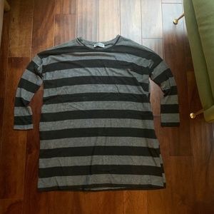 black & grey striped shift dress